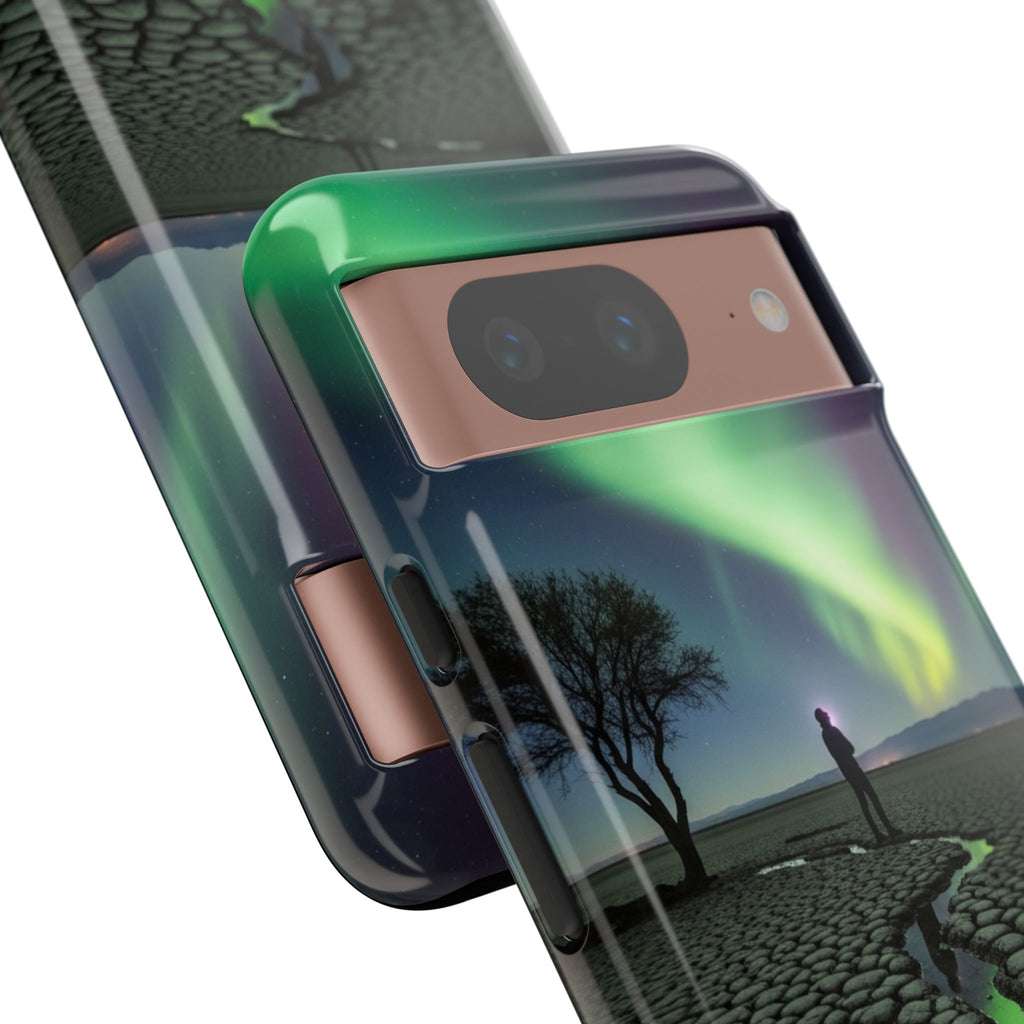 Aurora Night Sky Tough Phone Case — Northern Lights Landscape Protective Cover