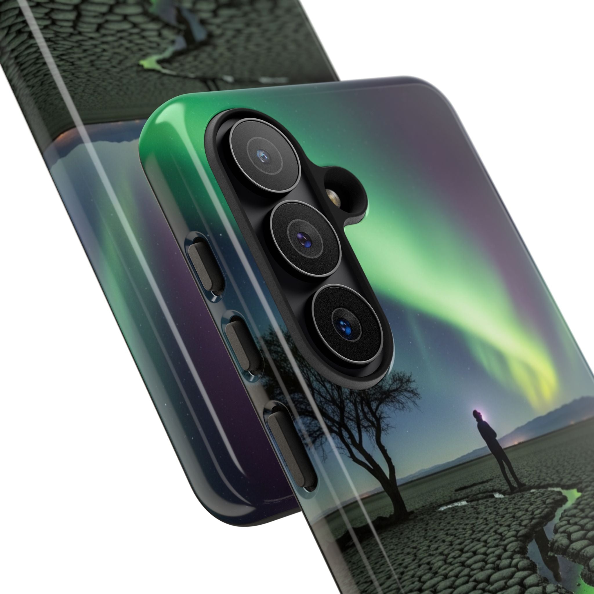 Aurora Night Sky Tough Phone Case — Northern Lights Landscape Protective Cover