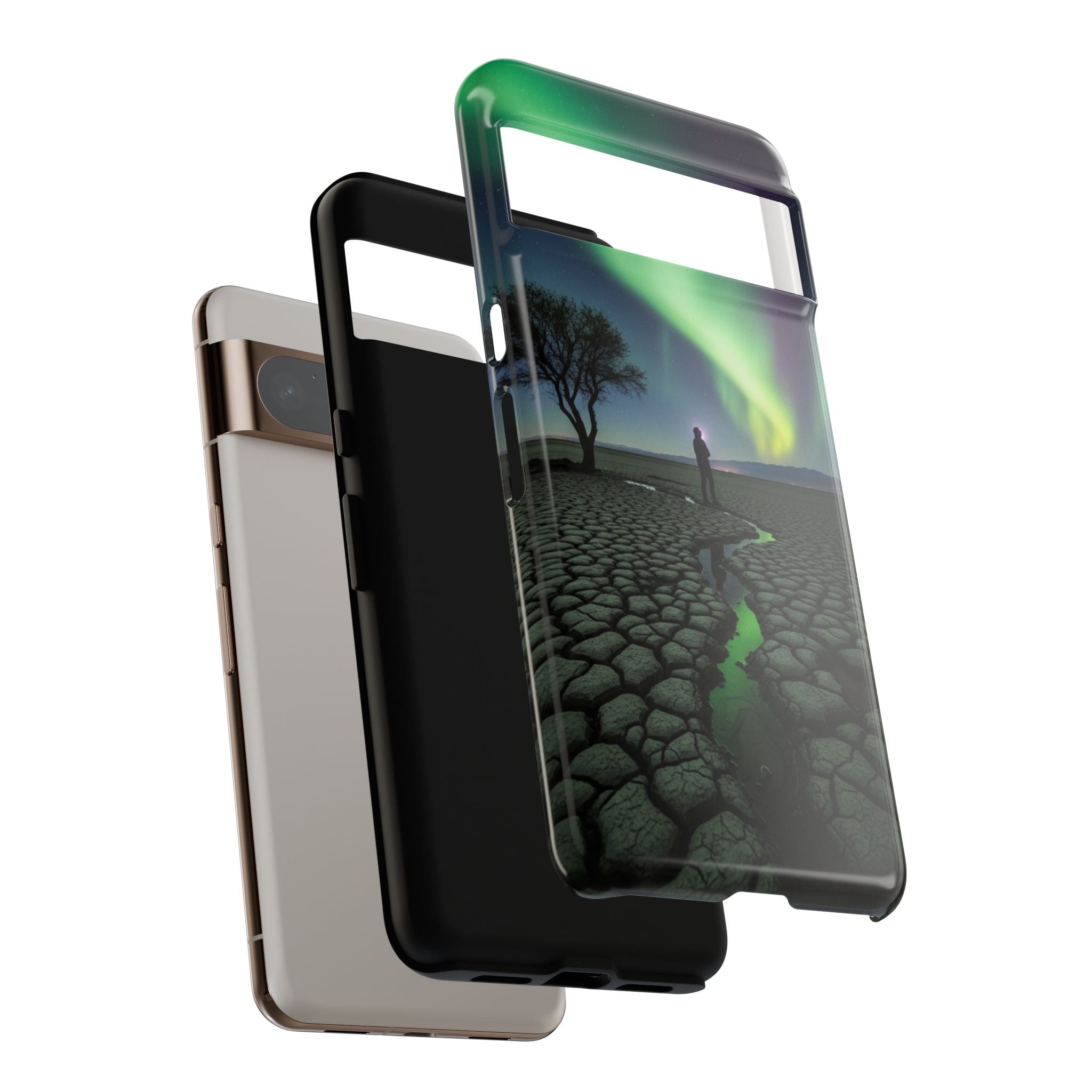 Aurora Night Sky Tough Phone Case — Northern Lights Landscape Protective Cover
