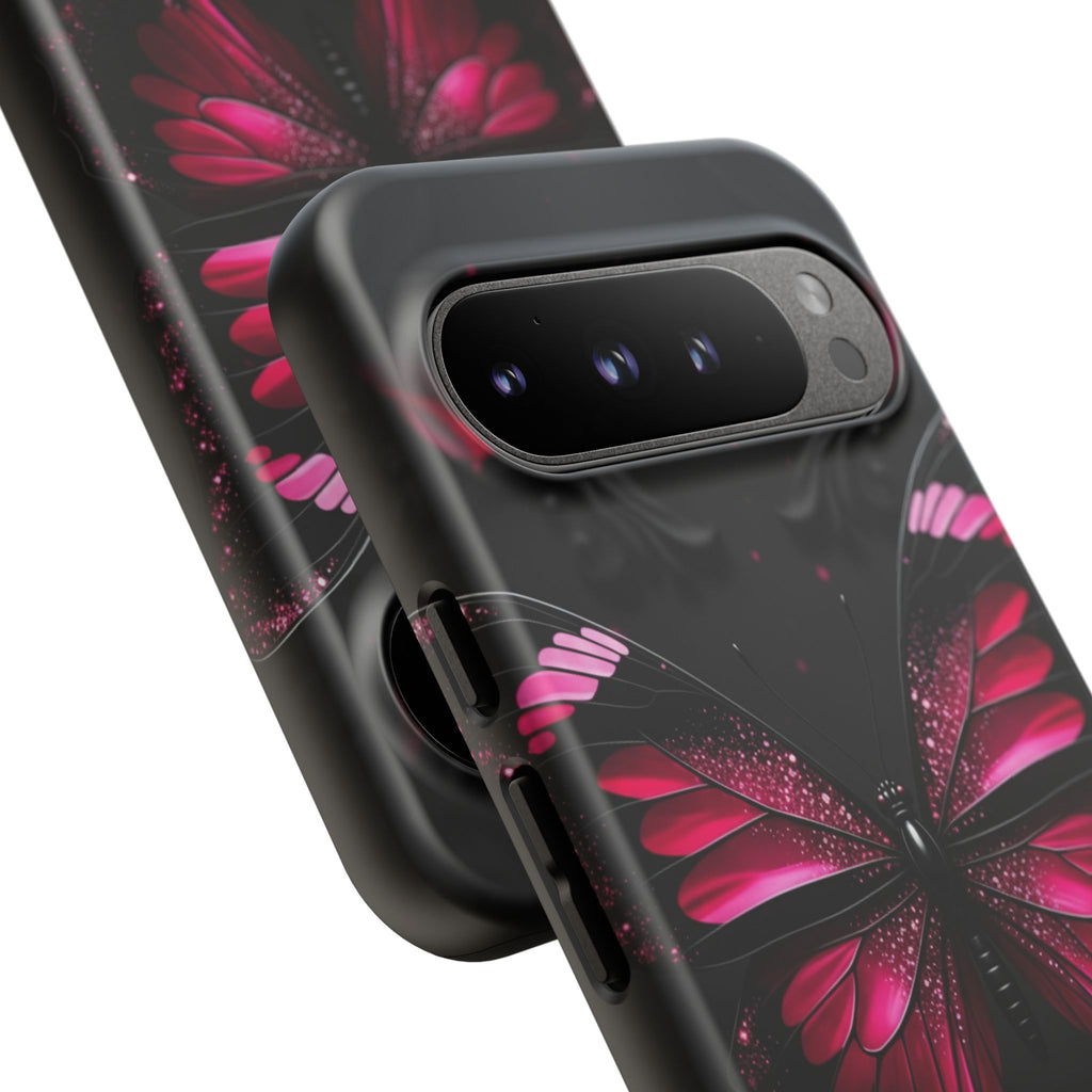 Pink Butterfly Tough Phone Case - Shockproof Protective iPhone Cover
