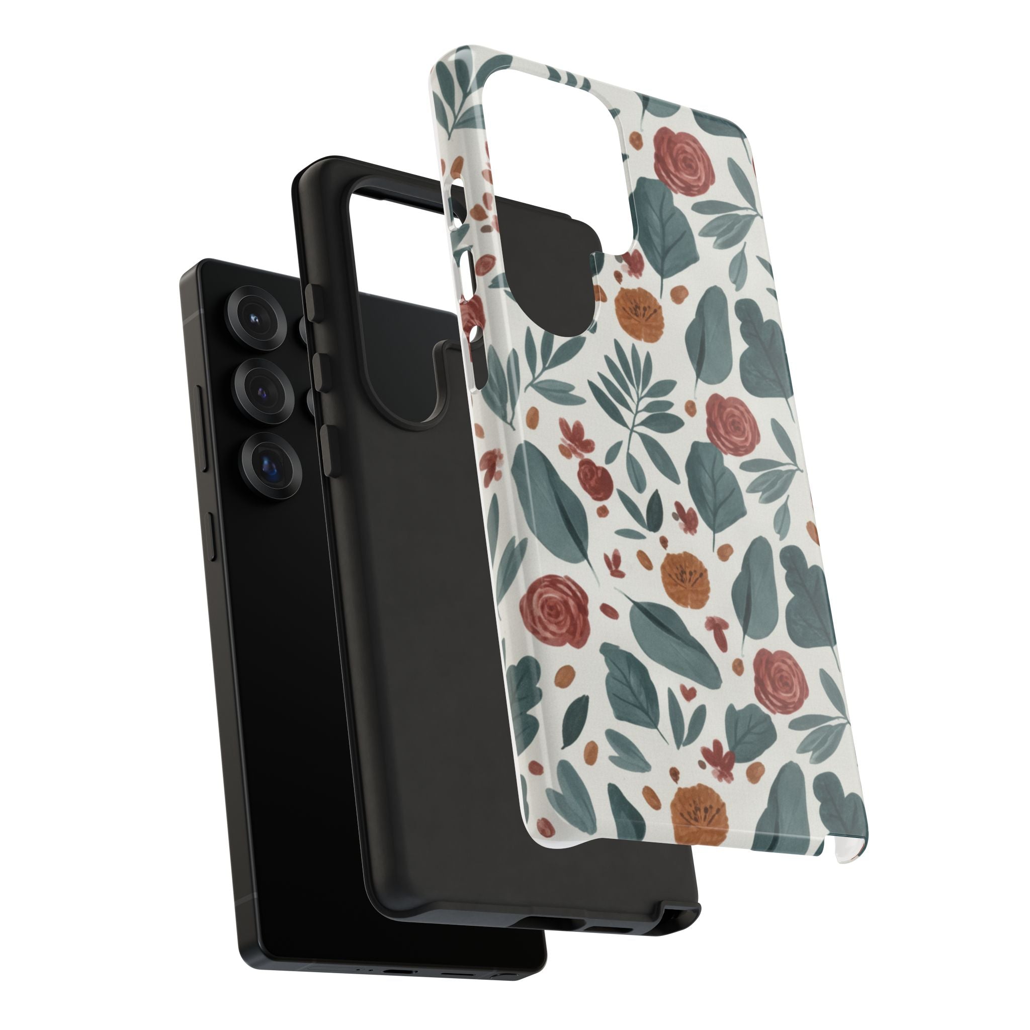 Floral Leaf Pattern Tough Phone Case — Protective Botanical iPhone Cover