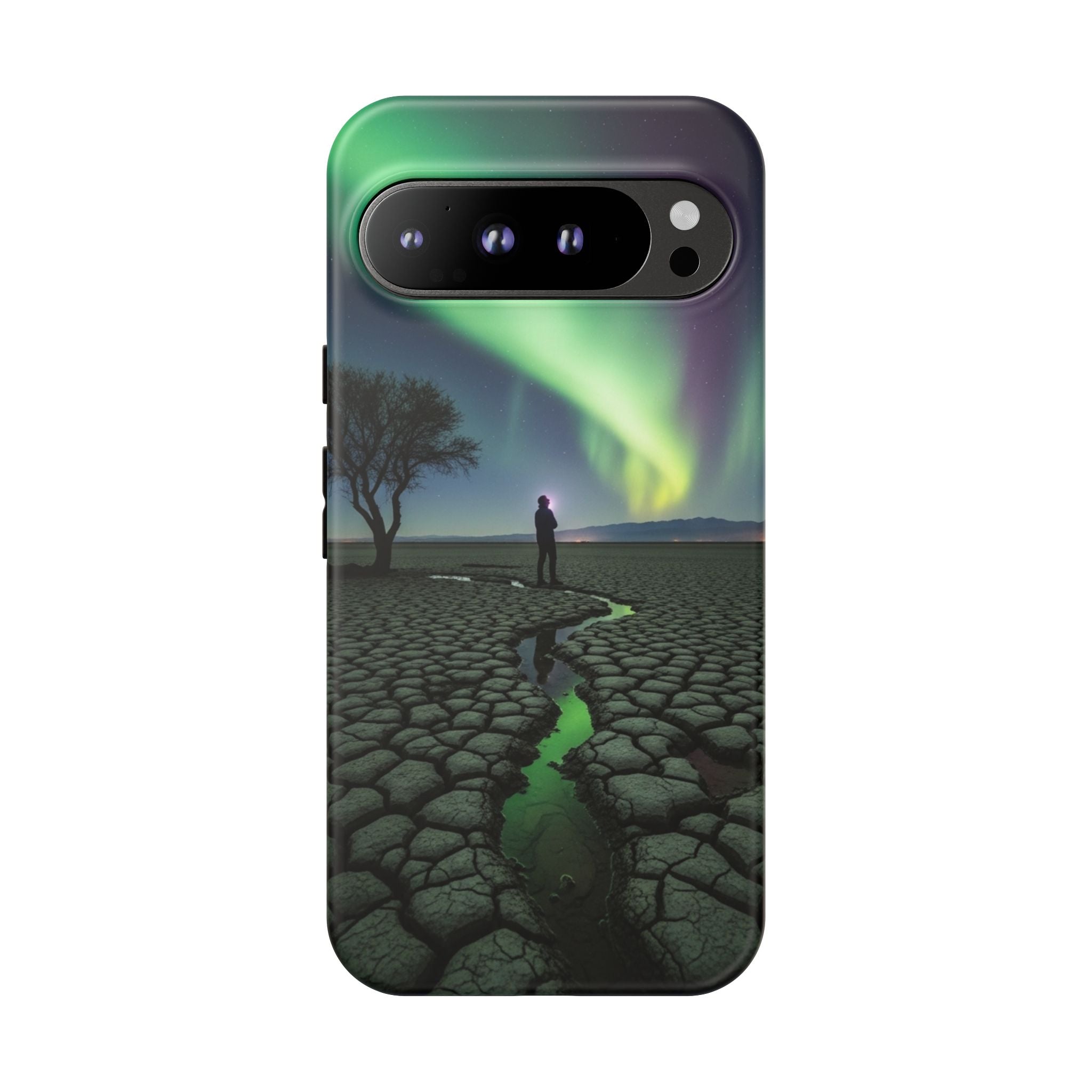 Aurora Night Sky Tough Phone Case — Northern Lights Landscape Protective Cover