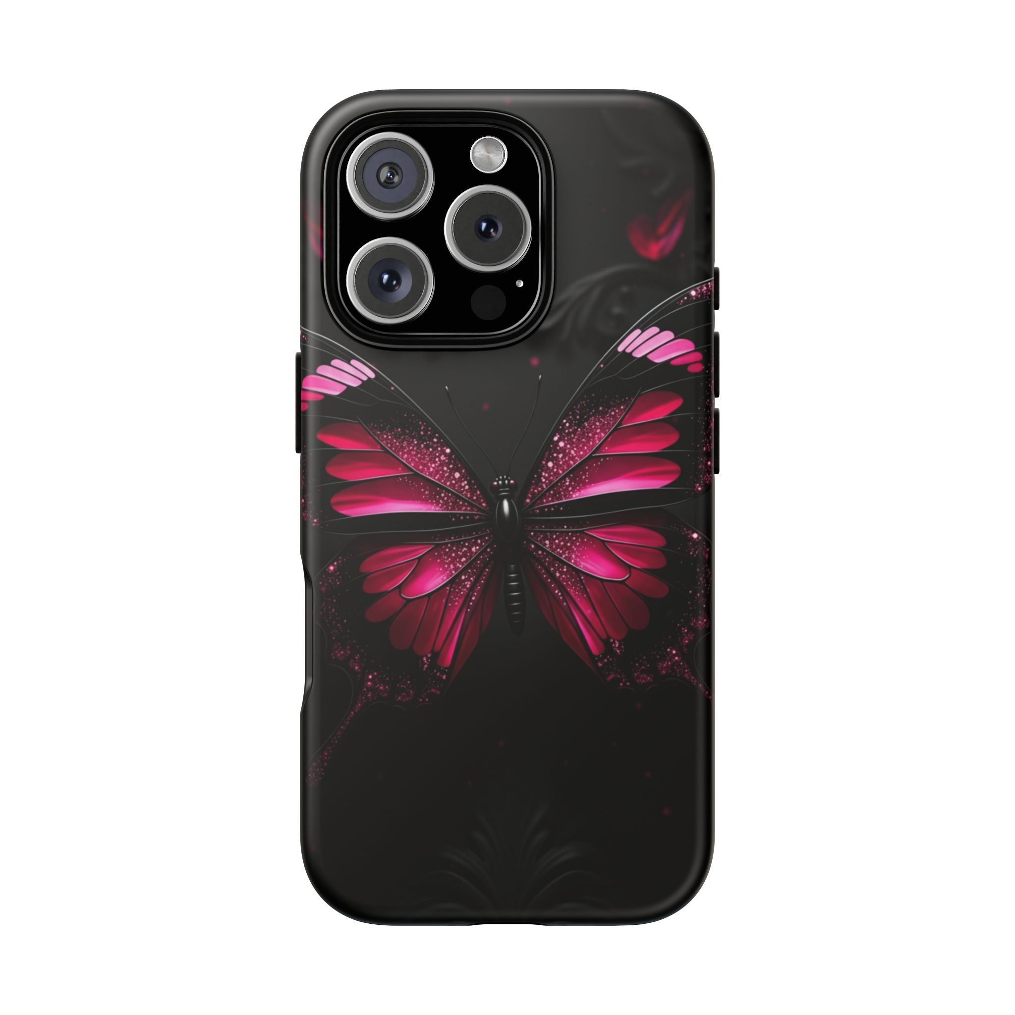 Pink Butterfly Tough Phone Case - Shockproof Protective iPhone Cover