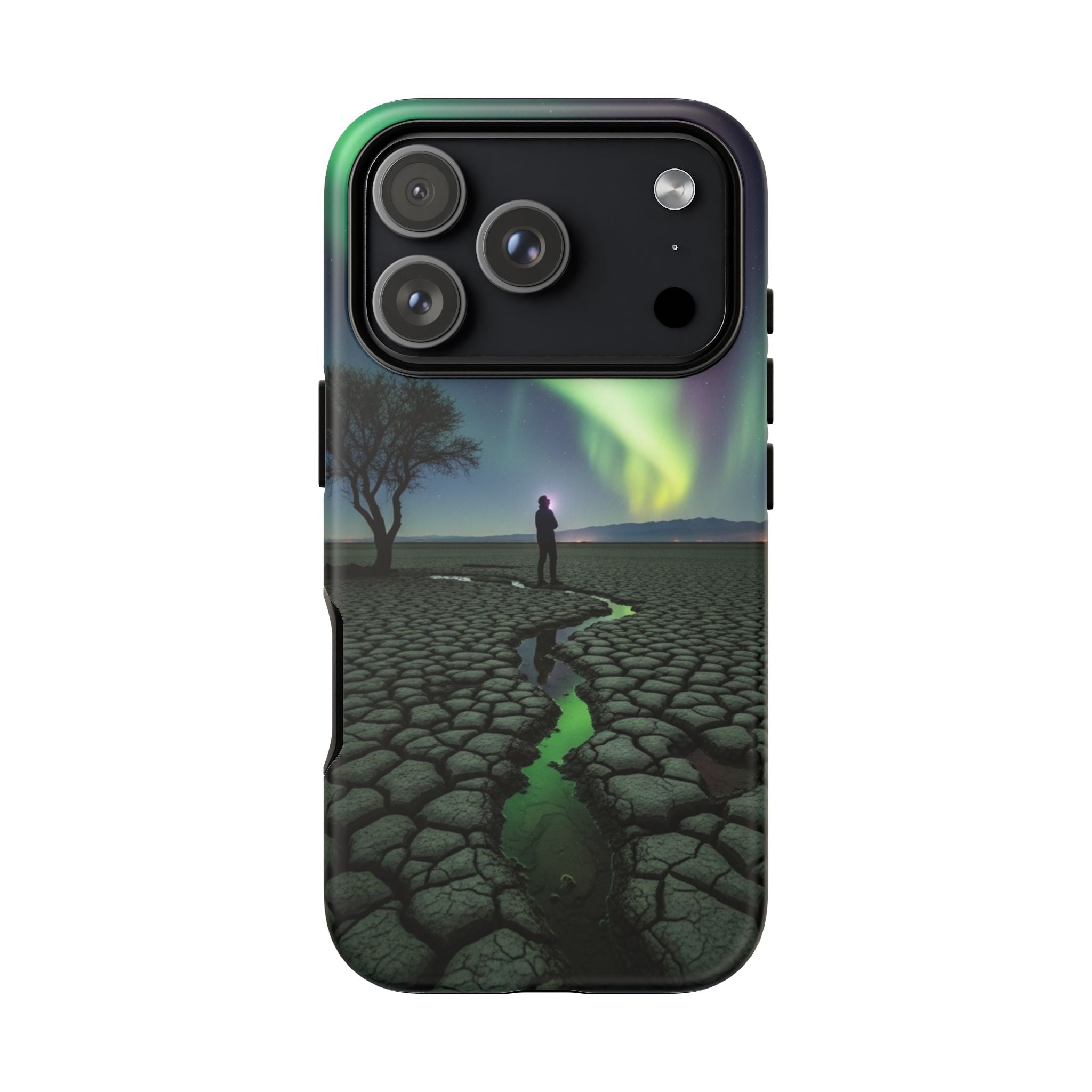 Aurora Night Sky Tough Phone Case — Northern Lights Landscape Protective Cover