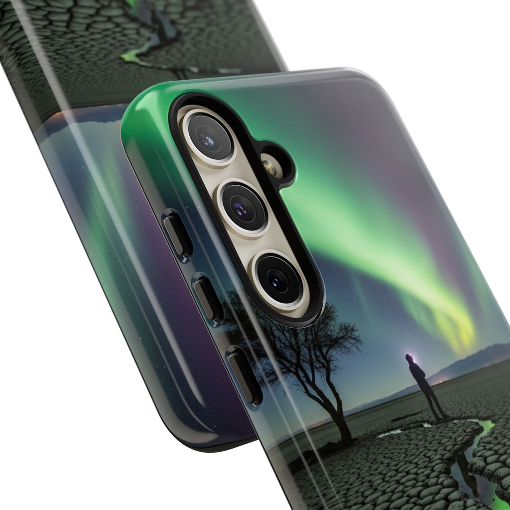 Aurora Night Sky Tough Phone Case — Northern Lights Landscape Protective Cover
