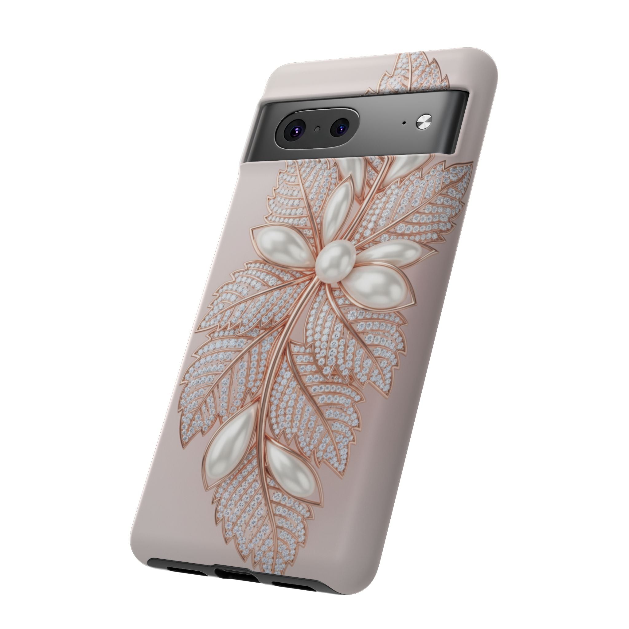 Rose Gold Pearl Leaf Tough Phone Case for Google Phone