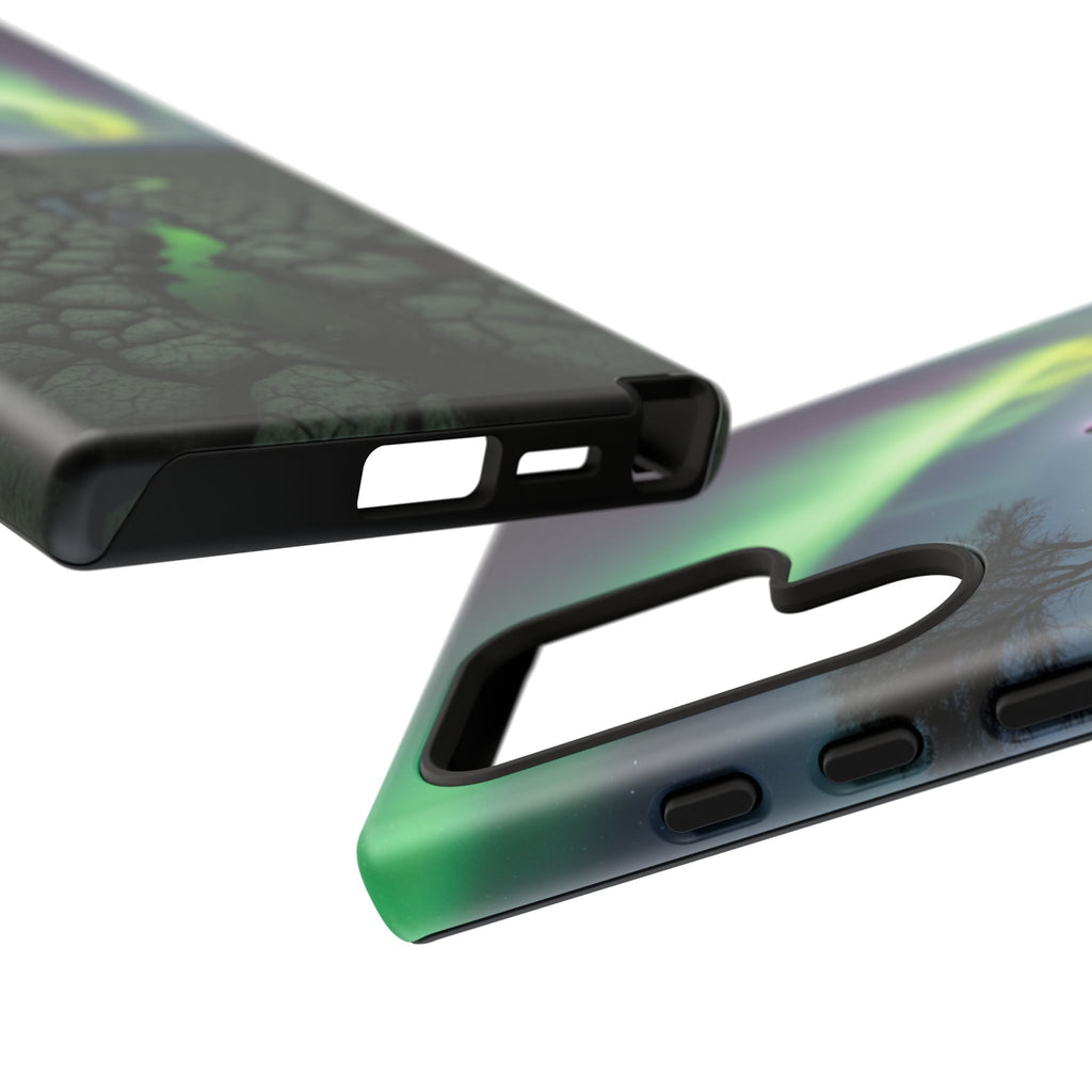 Aurora Night Sky Tough Phone Case — Northern Lights Landscape Protective Cover