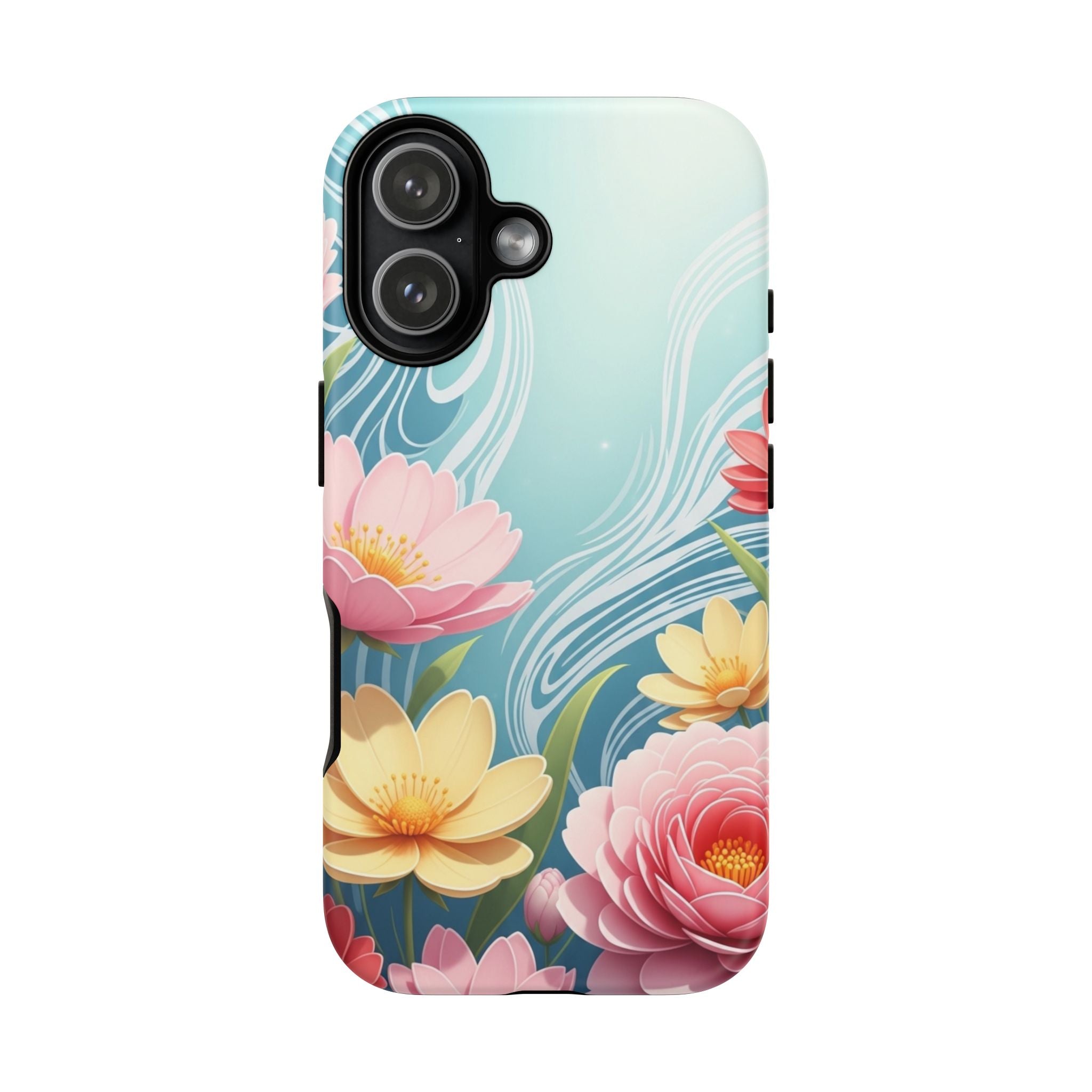 Floral Lotus Tough Phone Case — Watercolor Garden Protective Cover