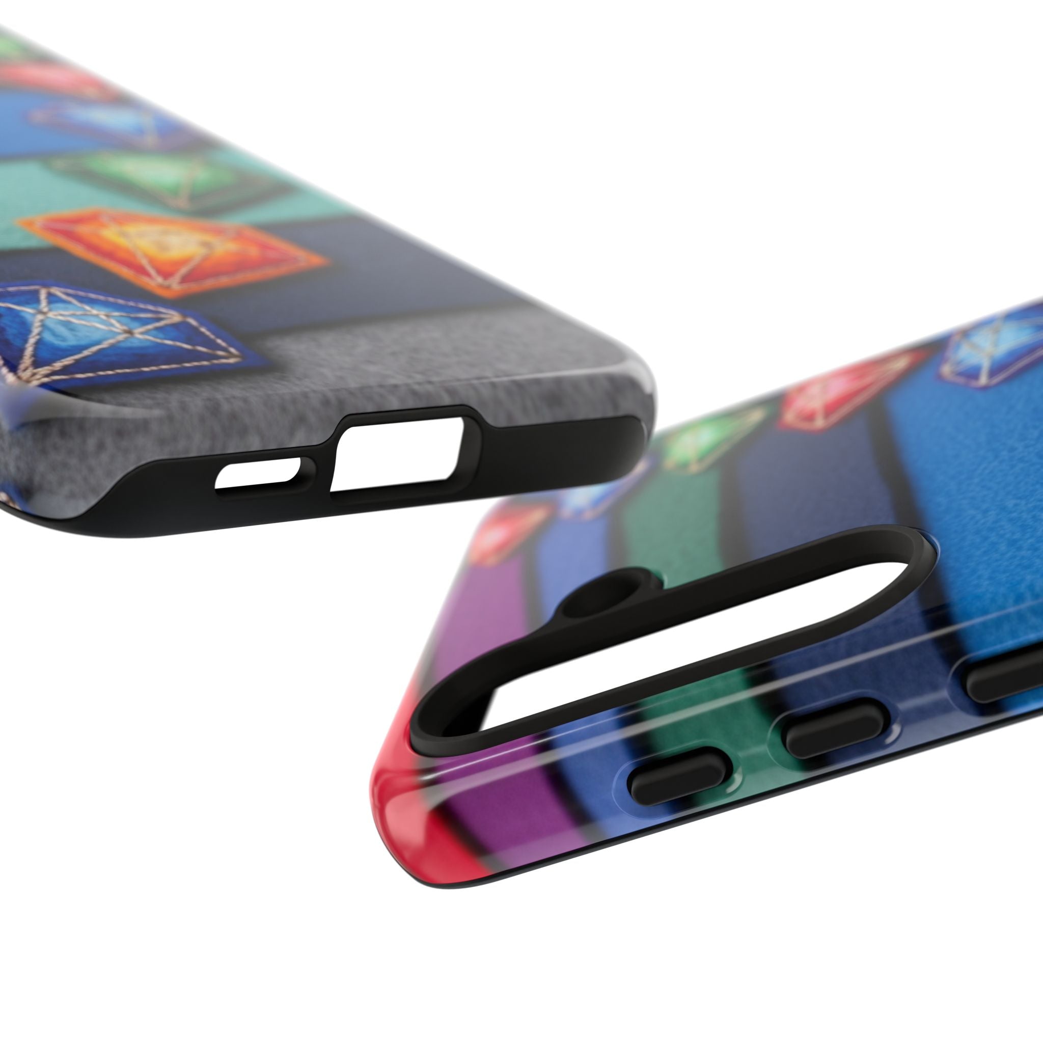 Colorful Gem Stripe Phone Case — Rainbow Diamond Pattern Tough Case