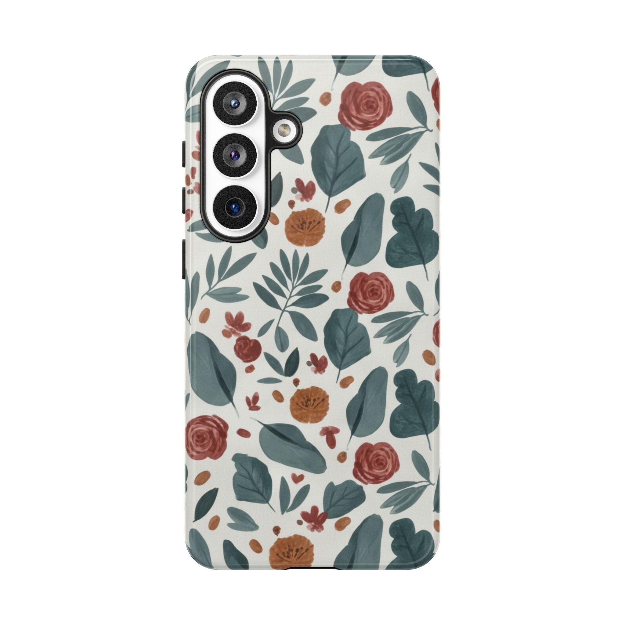 Floral Leaf Pattern Tough Phone Case — Protective Botanical iPhone Cover