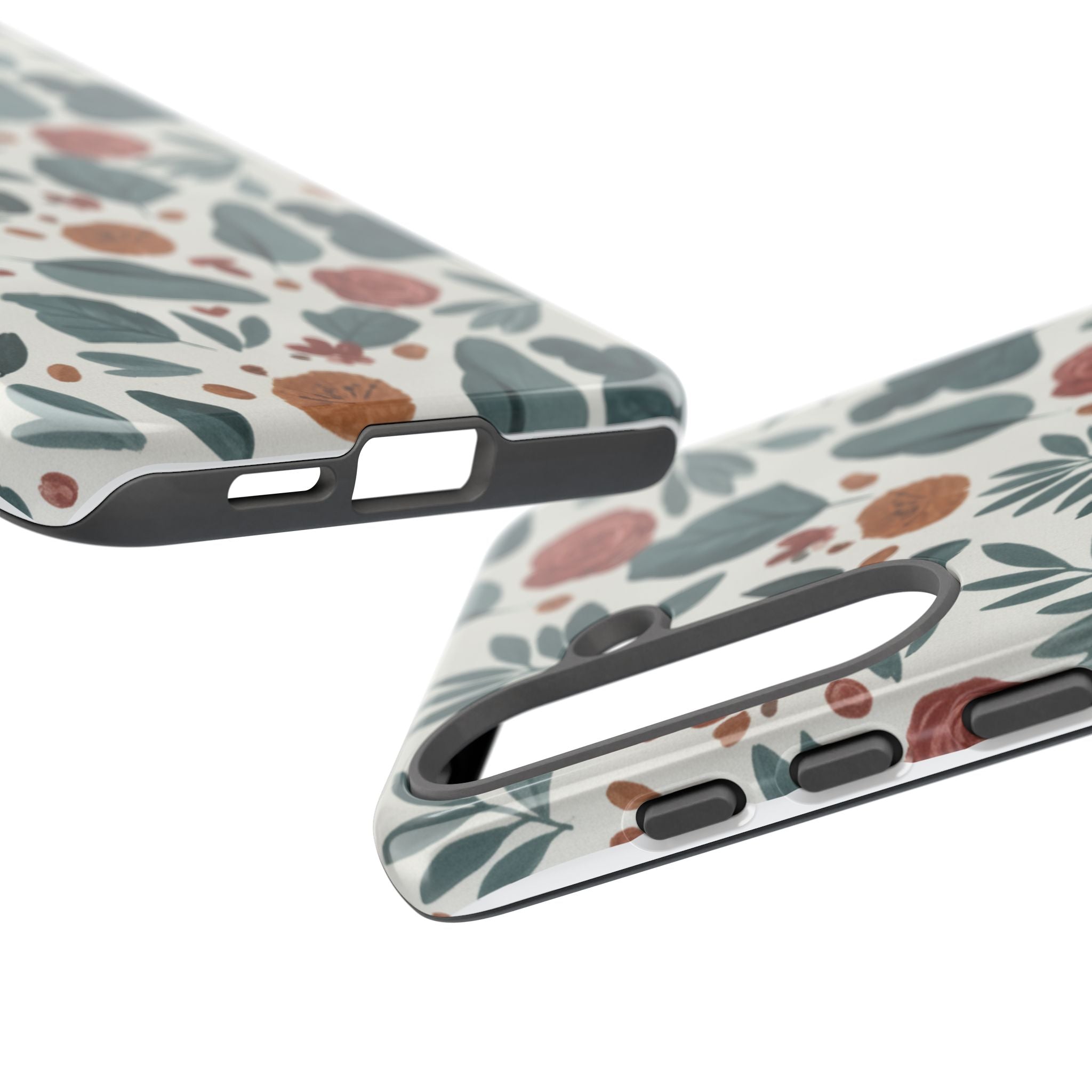 Floral Leaf Pattern Tough Phone Case — Protective Botanical iPhone Cover
