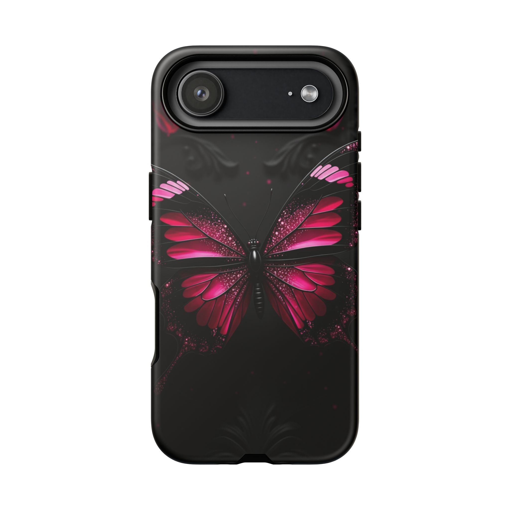 Pink Butterfly Tough Phone Case - Shockproof Protective iPhone Cover
