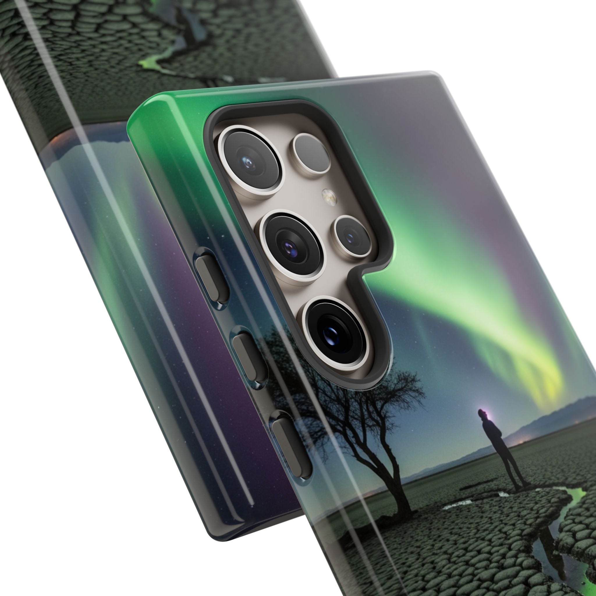 Aurora Night Sky Tough Phone Case — Northern Lights Landscape Protective Cover