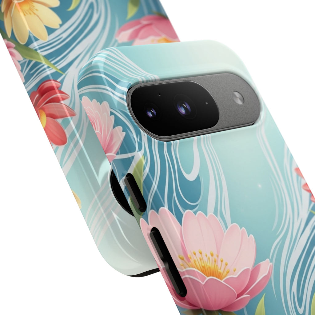 Floral Lotus Tough Phone Case — Watercolor Garden Protective Cover