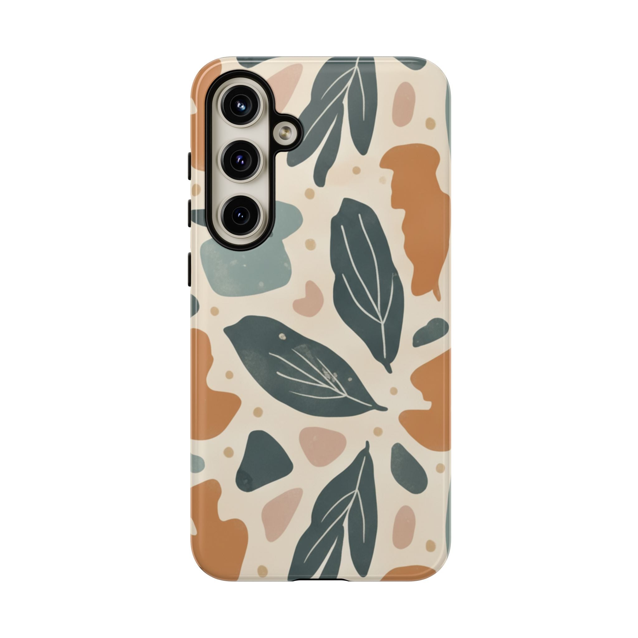 Floral Leaf Tough Phone Case — Abstract Earth-Tone Protection