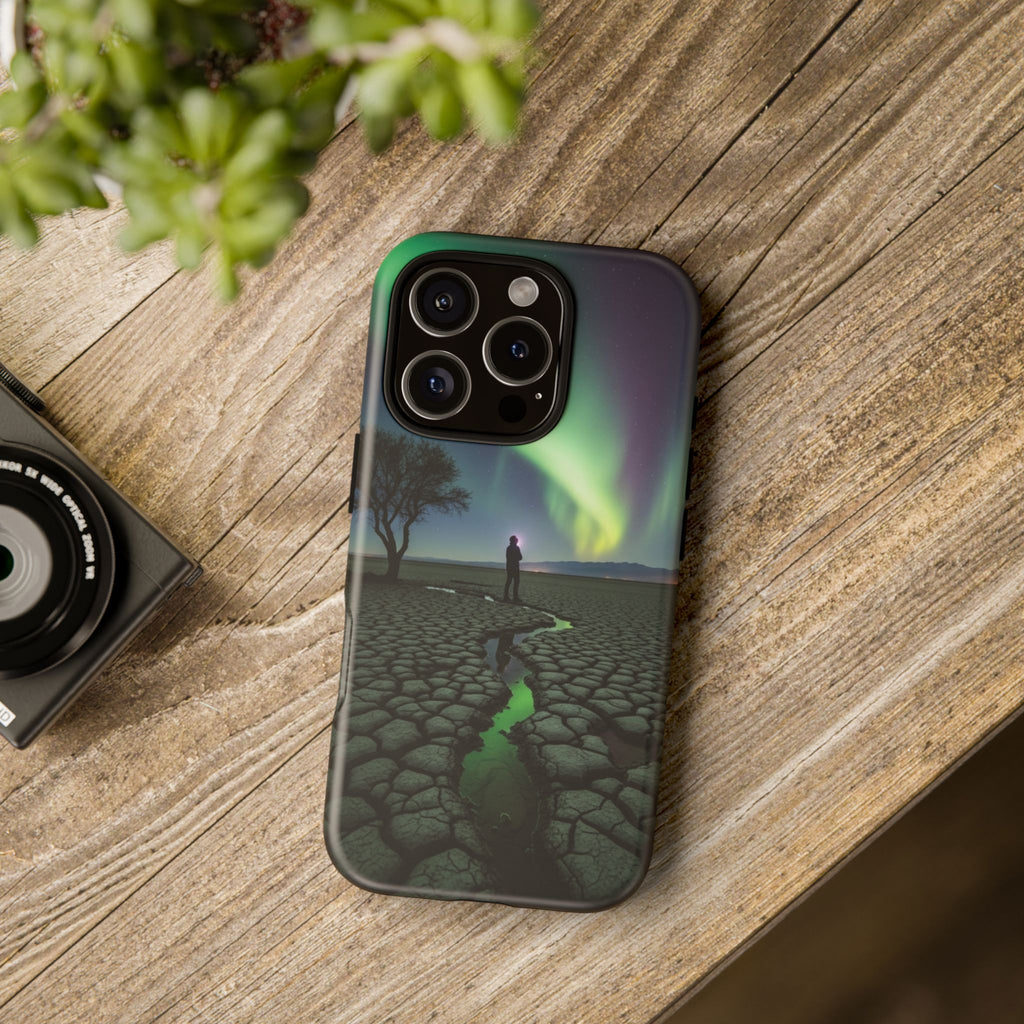 Aurora Night Sky Tough Phone Case — Northern Lights Landscape Protective Cover