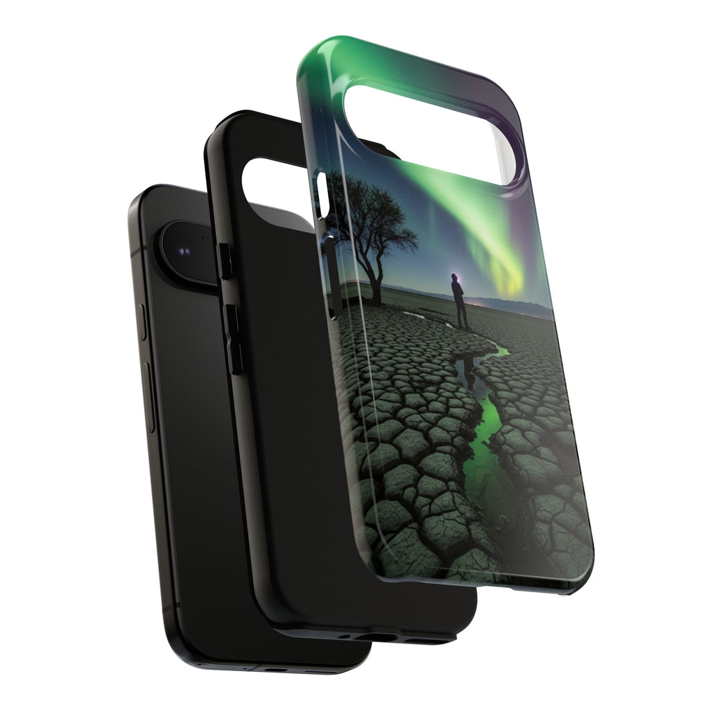 Aurora Night Sky Tough Phone Case — Northern Lights Landscape Protective Cover