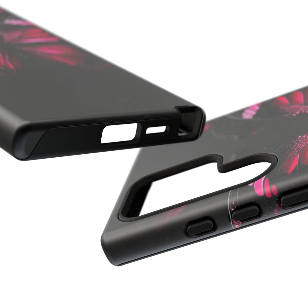 Pink Butterfly Tough Phone Case - Shockproof Protective iPhone Cover