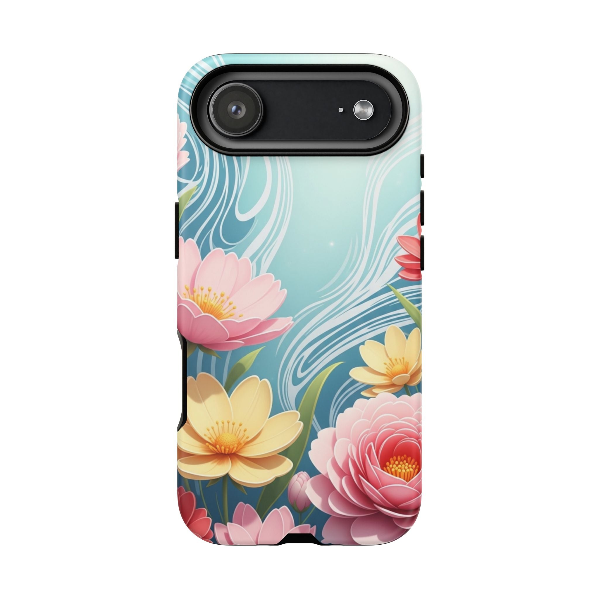 Floral Lotus Tough Phone Case — Watercolor Garden Protective Cover