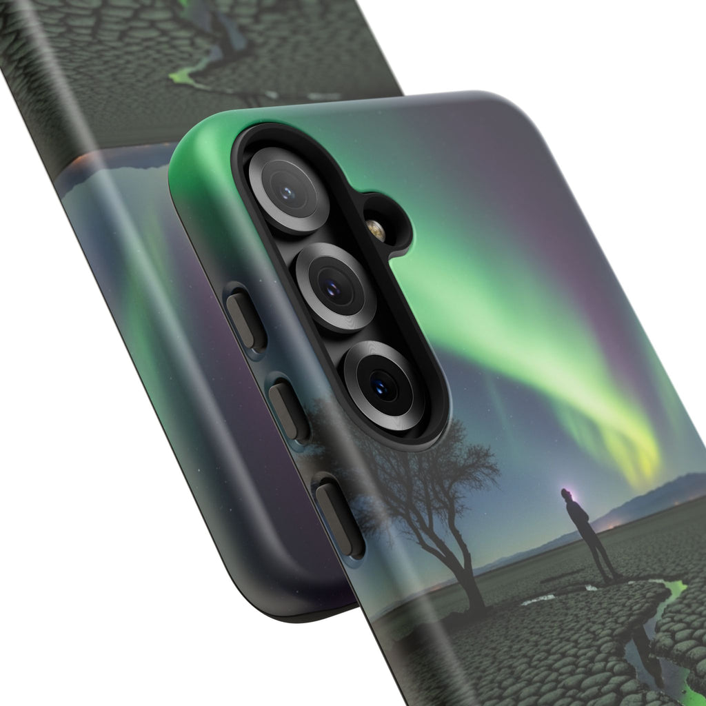 Aurora Night Sky Tough Phone Case — Northern Lights Landscape Protective Cover