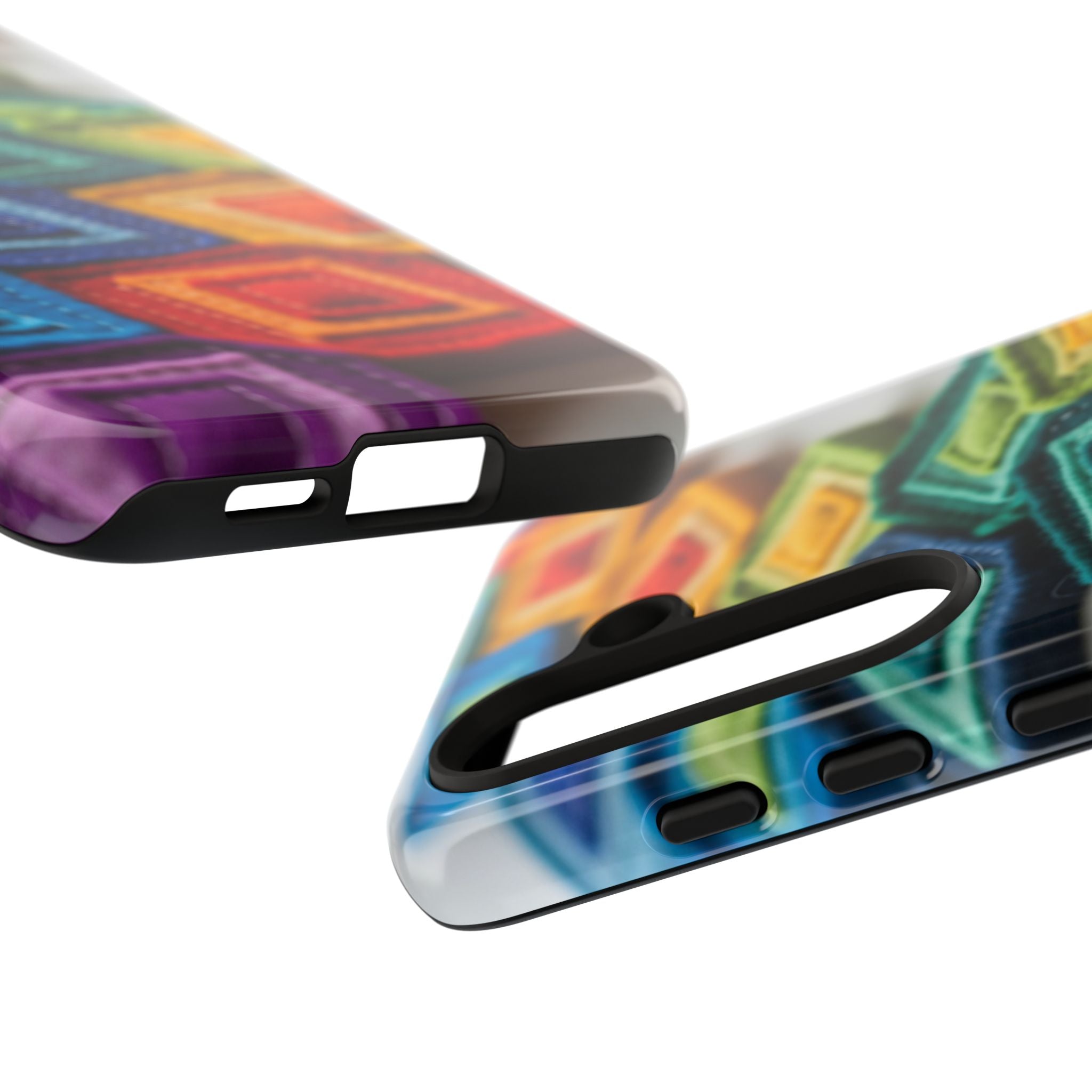Colorful Geometric Quilt Pattern Phone Case – Bright Rainbow Diamond Tough Case
