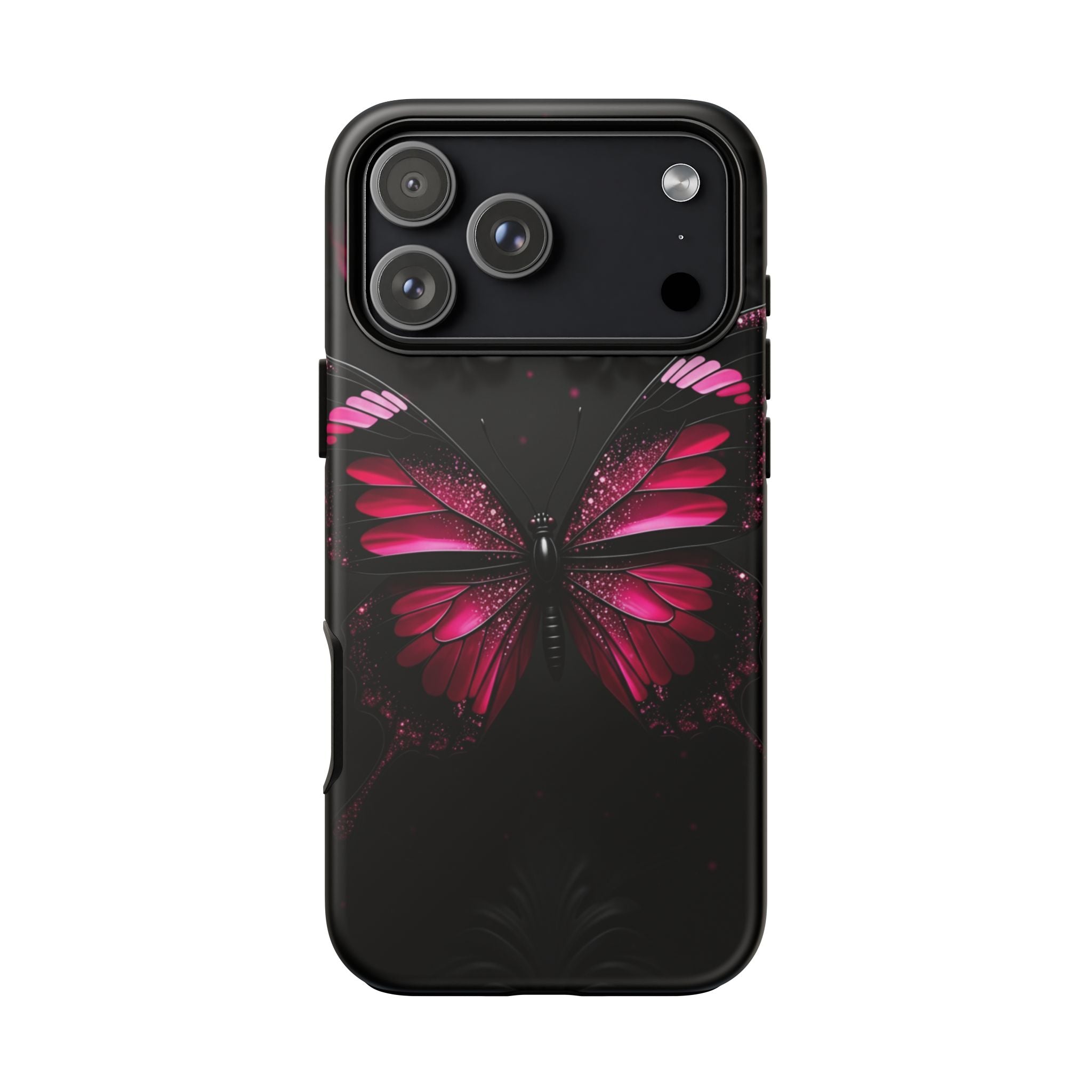 Pink Butterfly Tough Phone Case - Shockproof Protective iPhone Cover