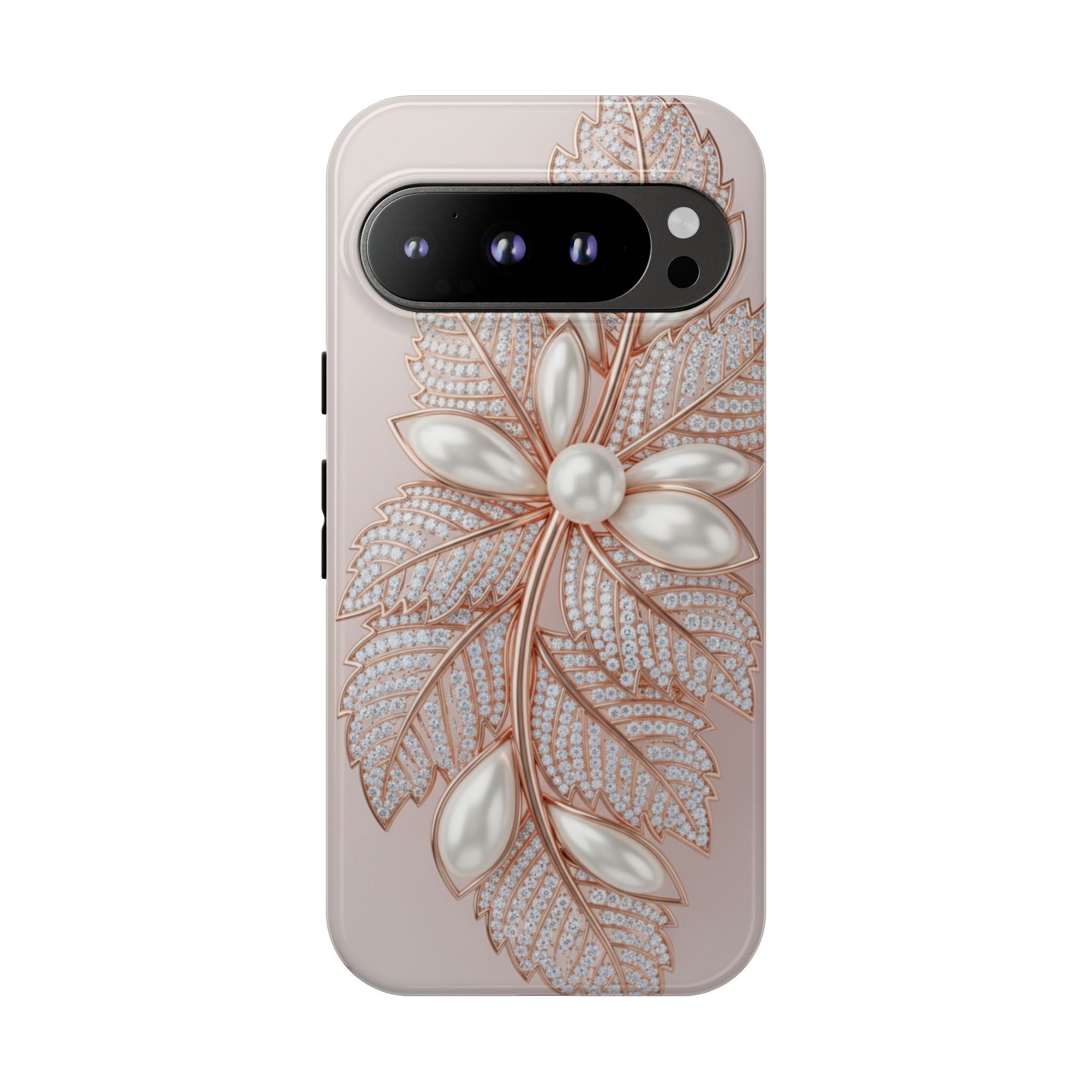 Rose Gold Pearl Leaf Tough Phone Case for Google Phone