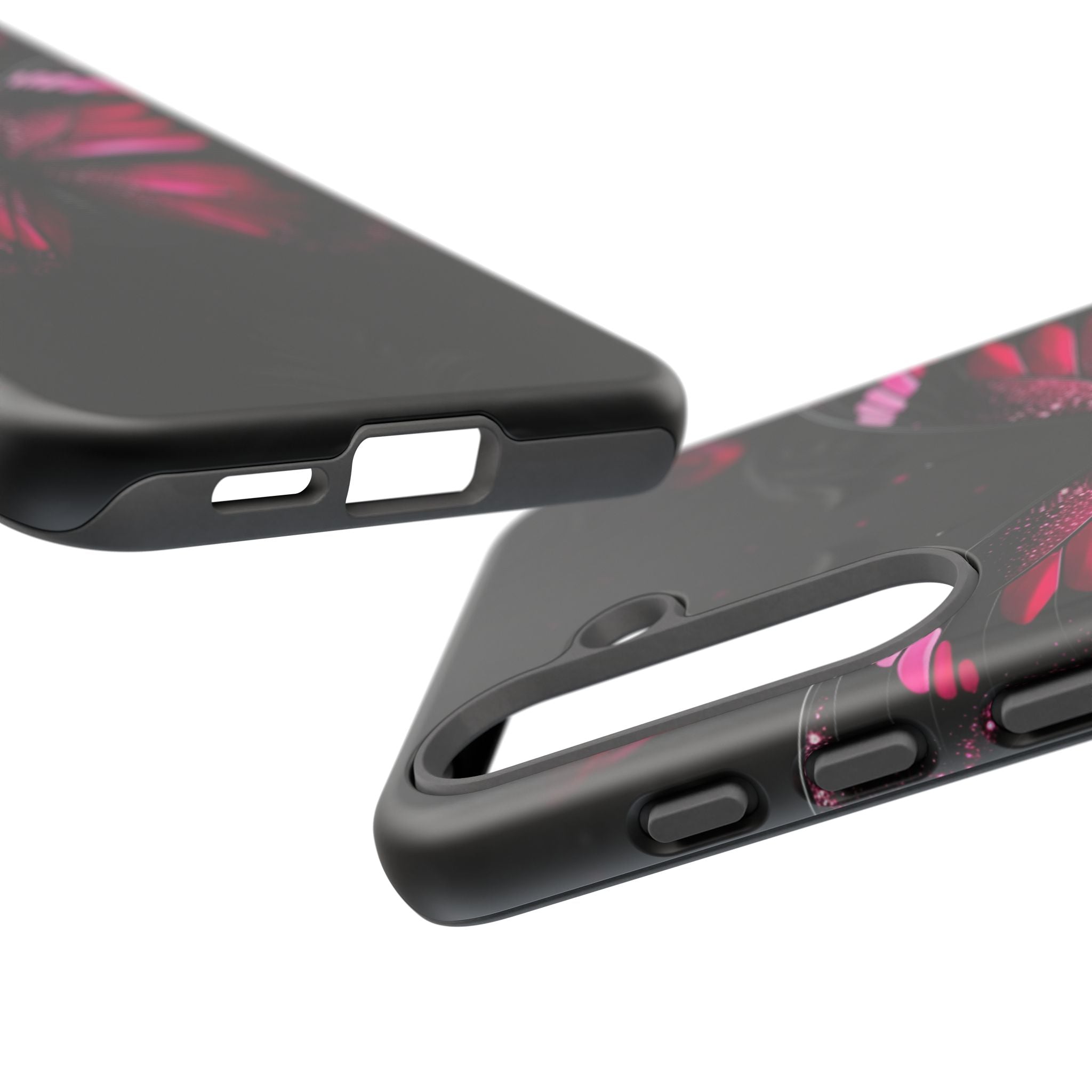 Pink Butterfly Tough Phone Case - Shockproof Protective iPhone Cover