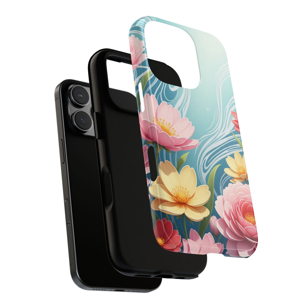 Floral Lotus Tough Phone Case — Watercolor Garden Protective Cover