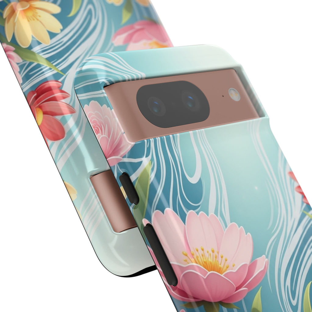 Floral Lotus Tough Phone Case — Watercolor Garden Protective Cover