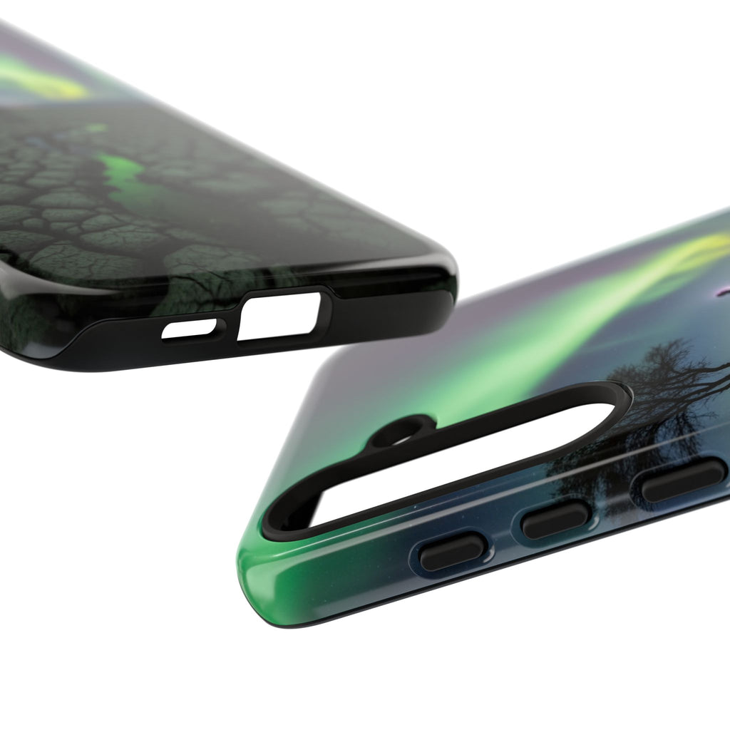 Aurora Night Sky Tough Phone Case — Northern Lights Landscape Protective Cover