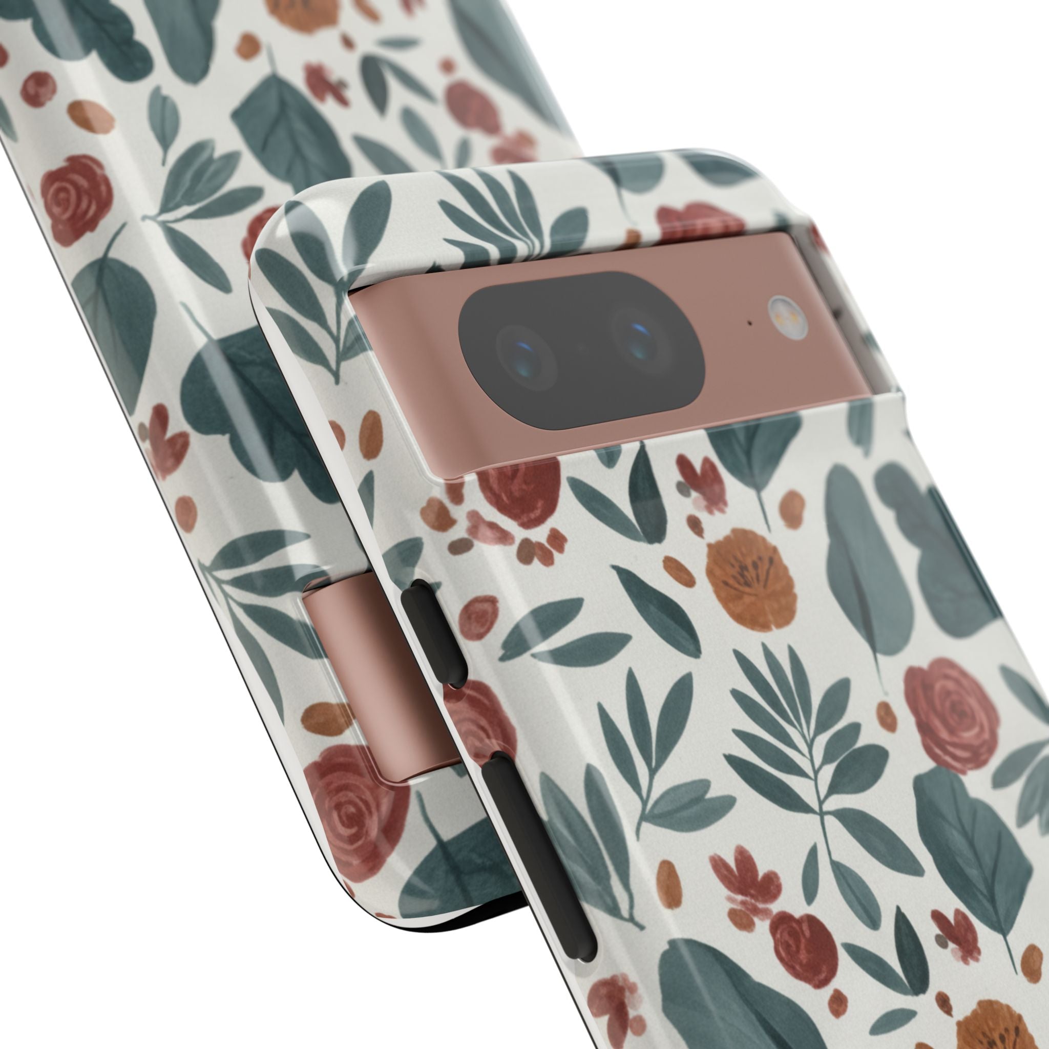 Floral Leaf Pattern Tough Phone Case — Protective Botanical iPhone Cover
