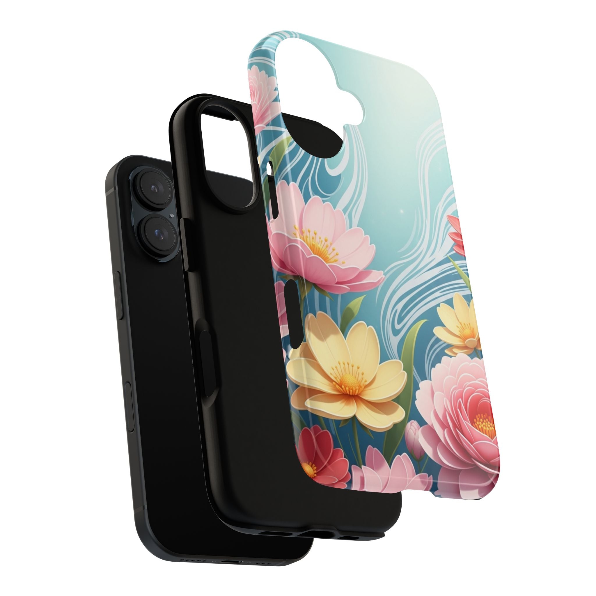 Floral Lotus Tough Phone Case — Watercolor Garden Protective Cover