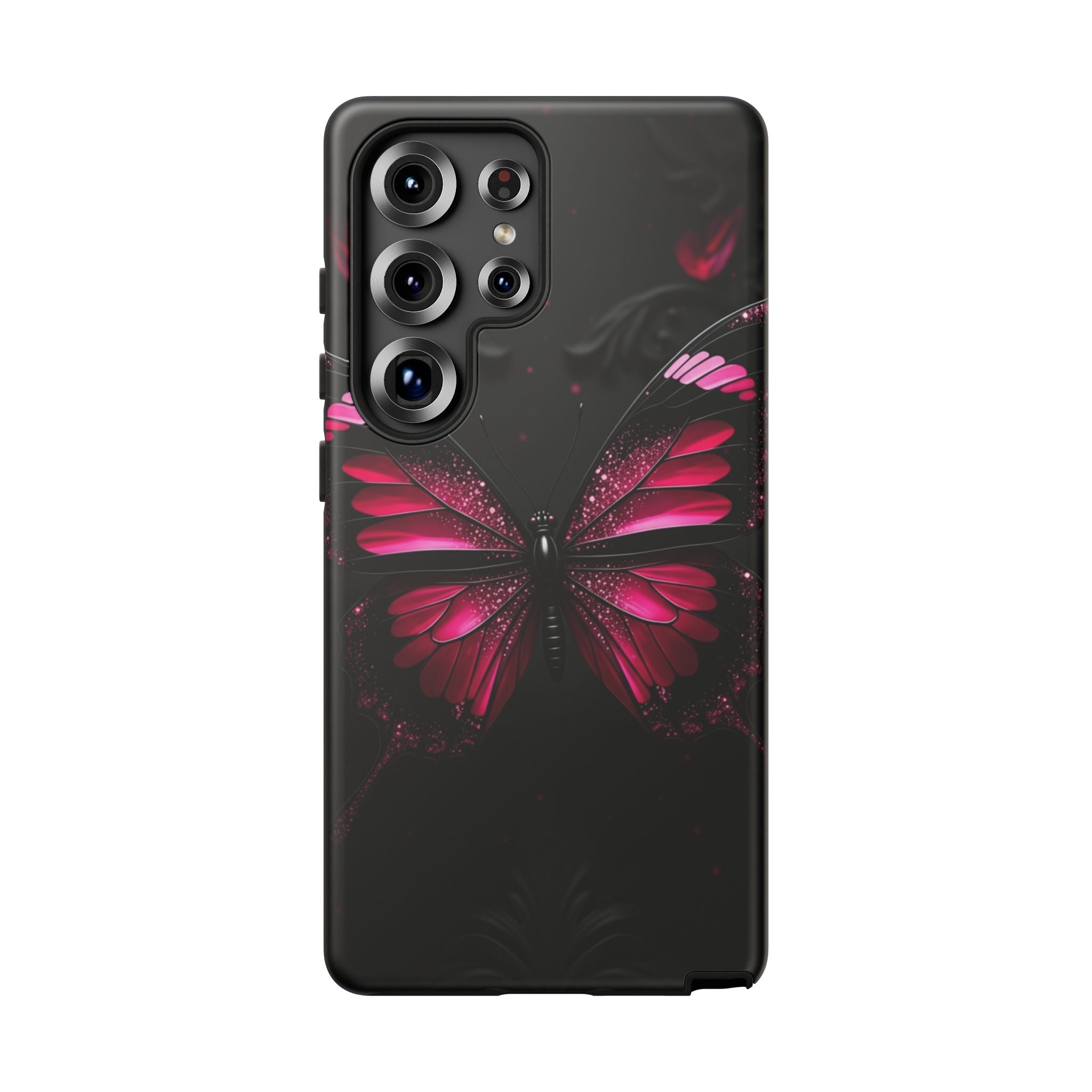 Pink Butterfly Tough Phone Case - Shockproof Protective iPhone Cover