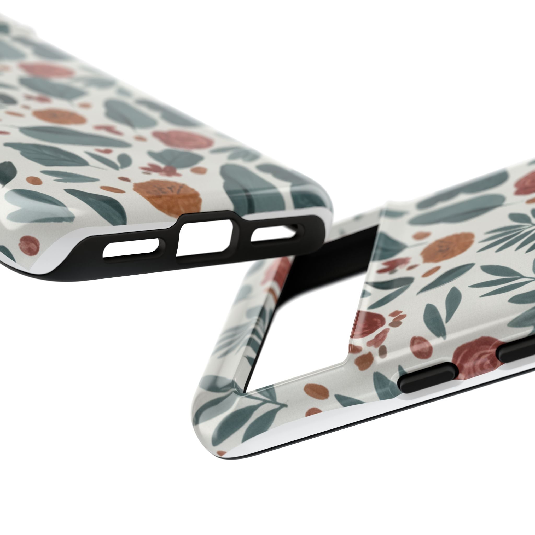 Floral Leaf Pattern Tough Phone Case — Protective Botanical iPhone Cover