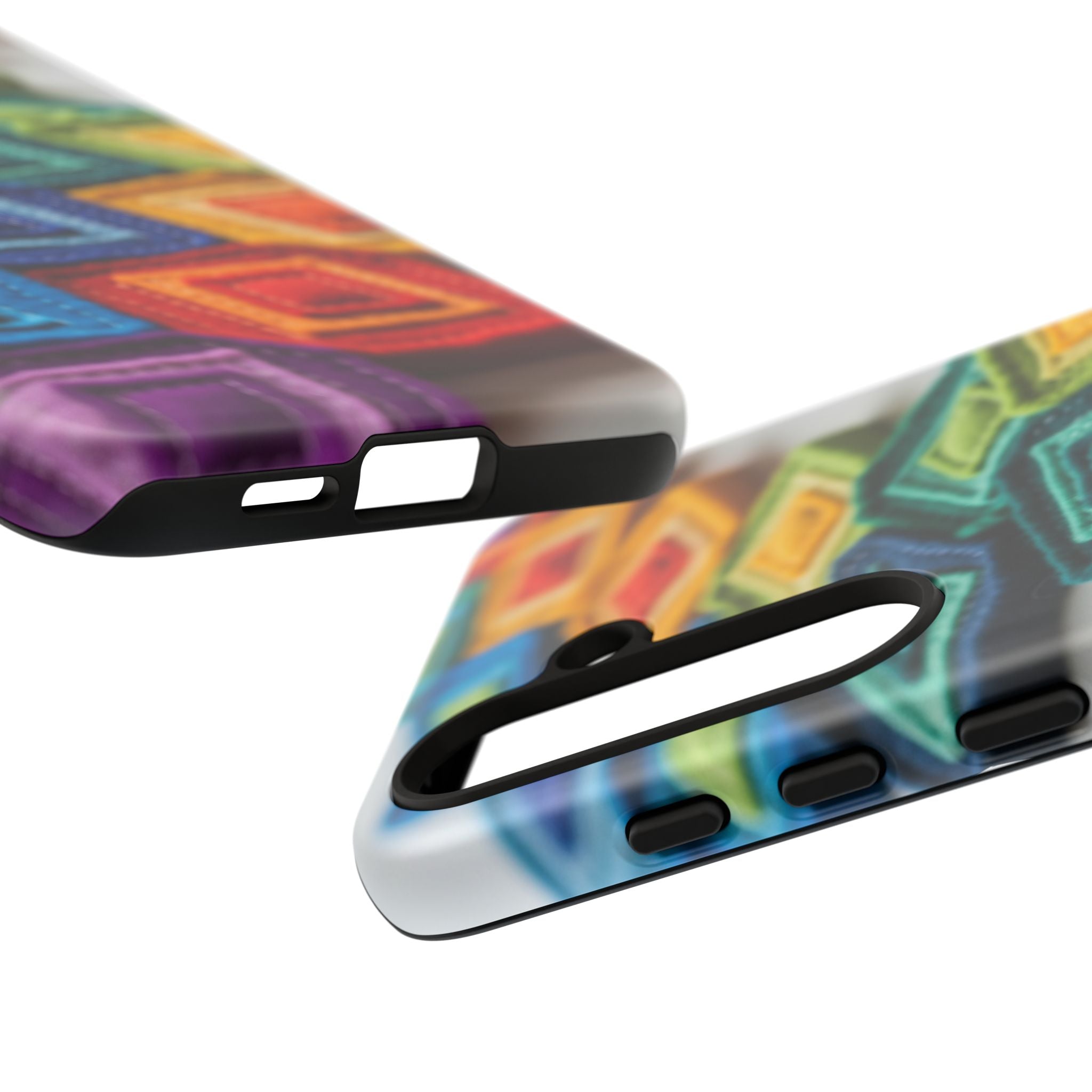Colorful Geometric Quilt Pattern Phone Case – Bright Rainbow Diamond Tough Case