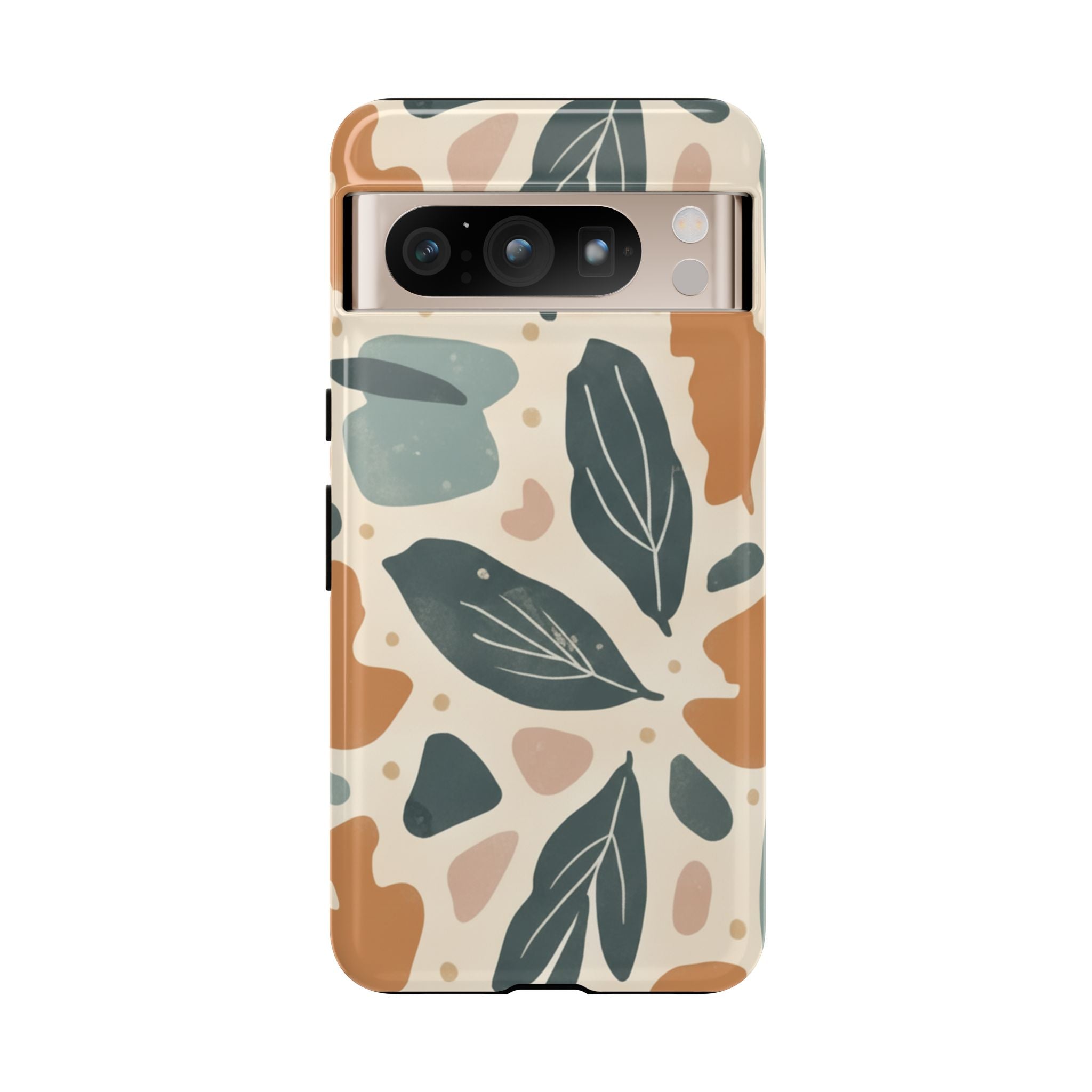 Floral Leaf Tough Phone Case — Abstract Earth-Tone Protection