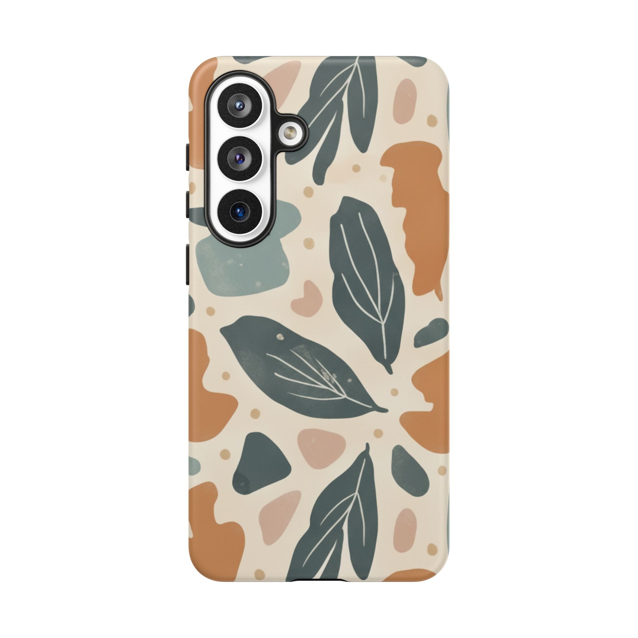 Floral Leaf Tough Phone Case — Abstract Earth-Tone Protection