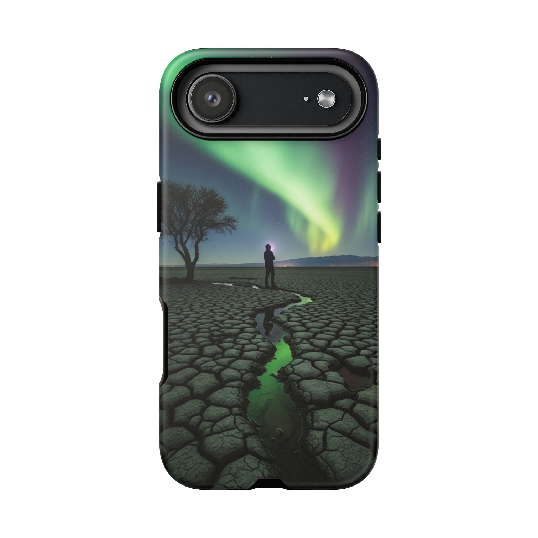 Aurora Night Sky Tough Phone Case — Northern Lights Landscape Protective Cover
