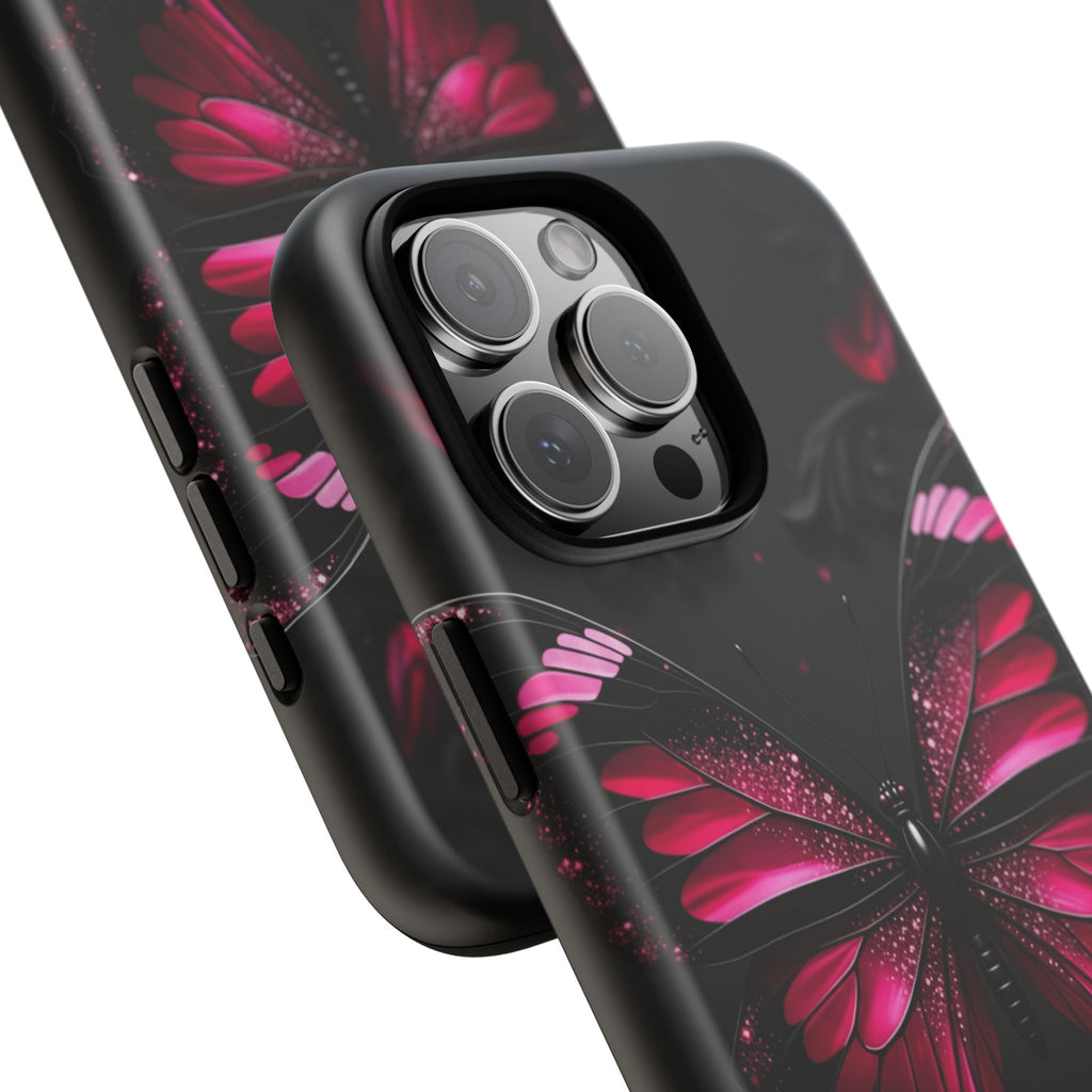 Pink Butterfly Tough Phone Case - Shockproof Protective iPhone Cover