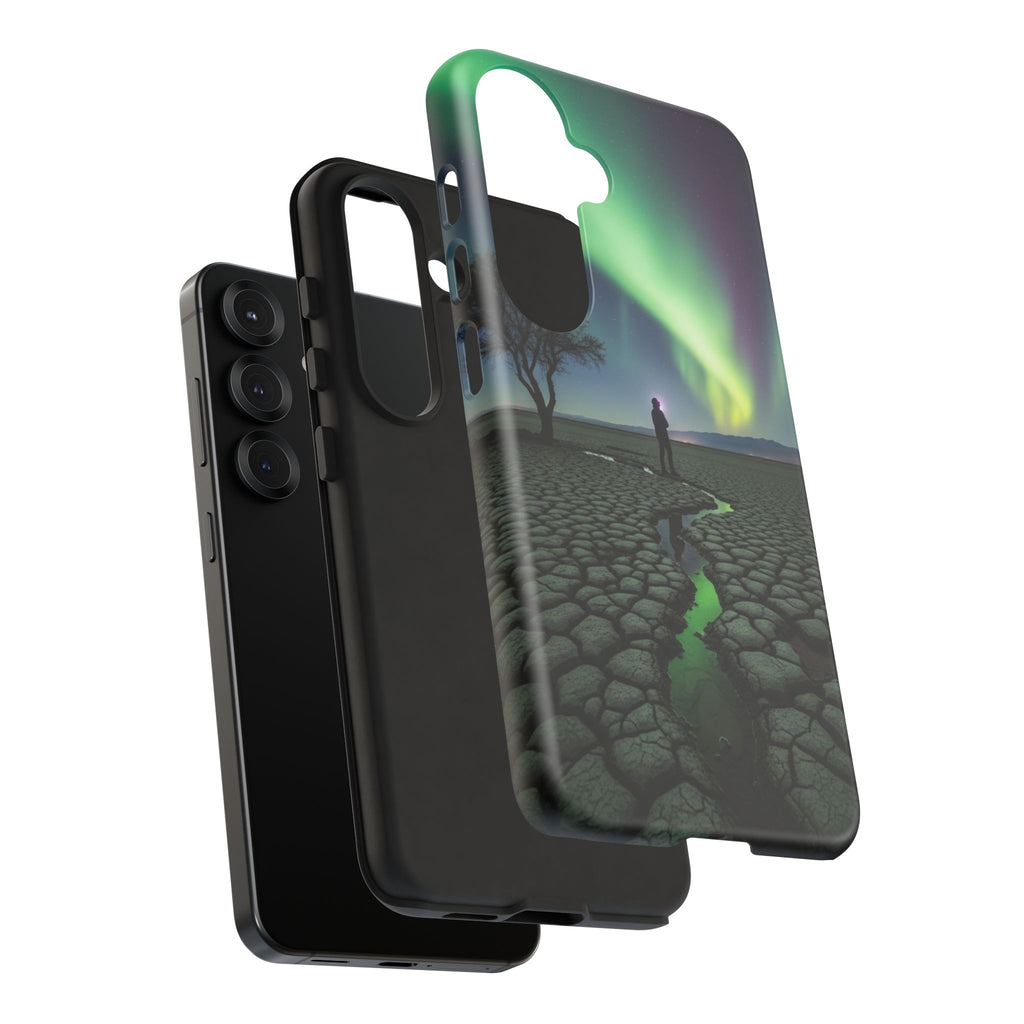 Aurora Night Sky Tough Phone Case — Northern Lights Landscape Protective Cover